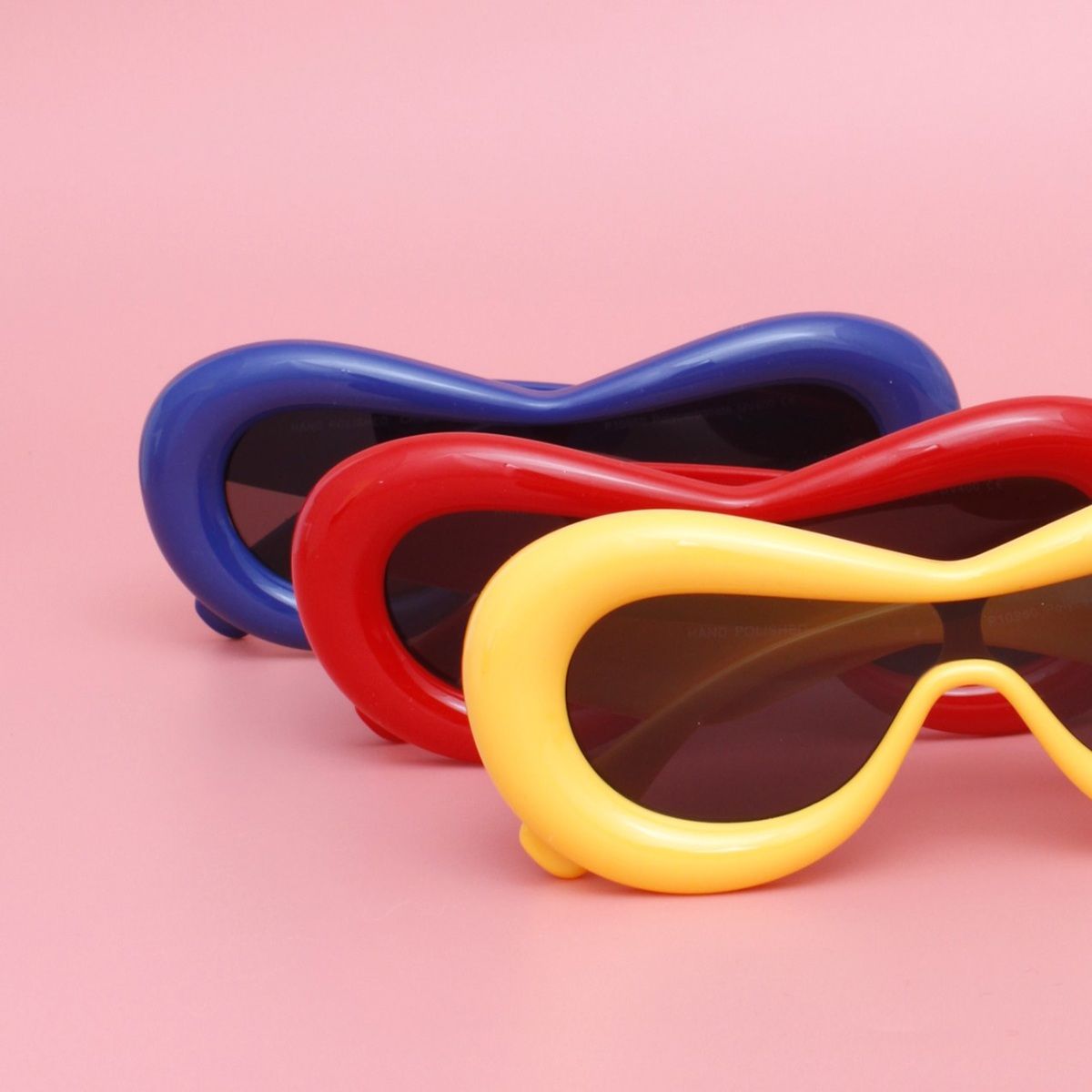 Women’s Yellow Puffed Frame Visor Sunglasses Stylish Eyewear
