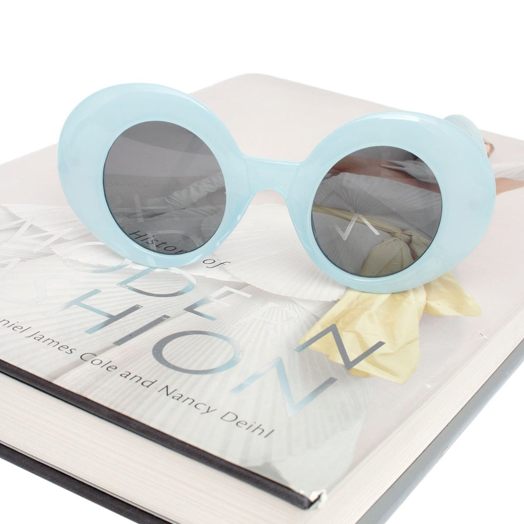 Women’s Blue Round Retro Sunglasses Stylish Eyewear