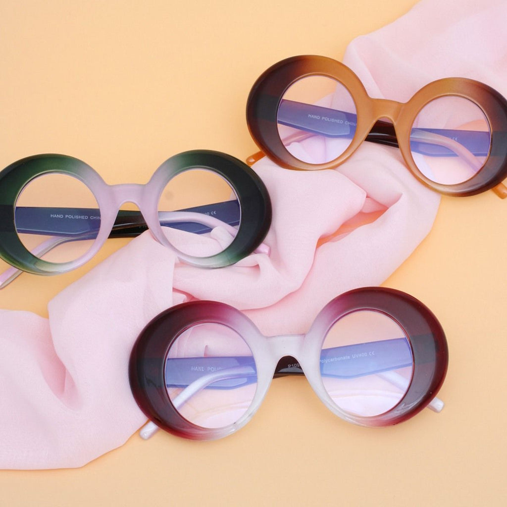 Women’s Round Retro Glasses Fuschia Stylish Eyewear