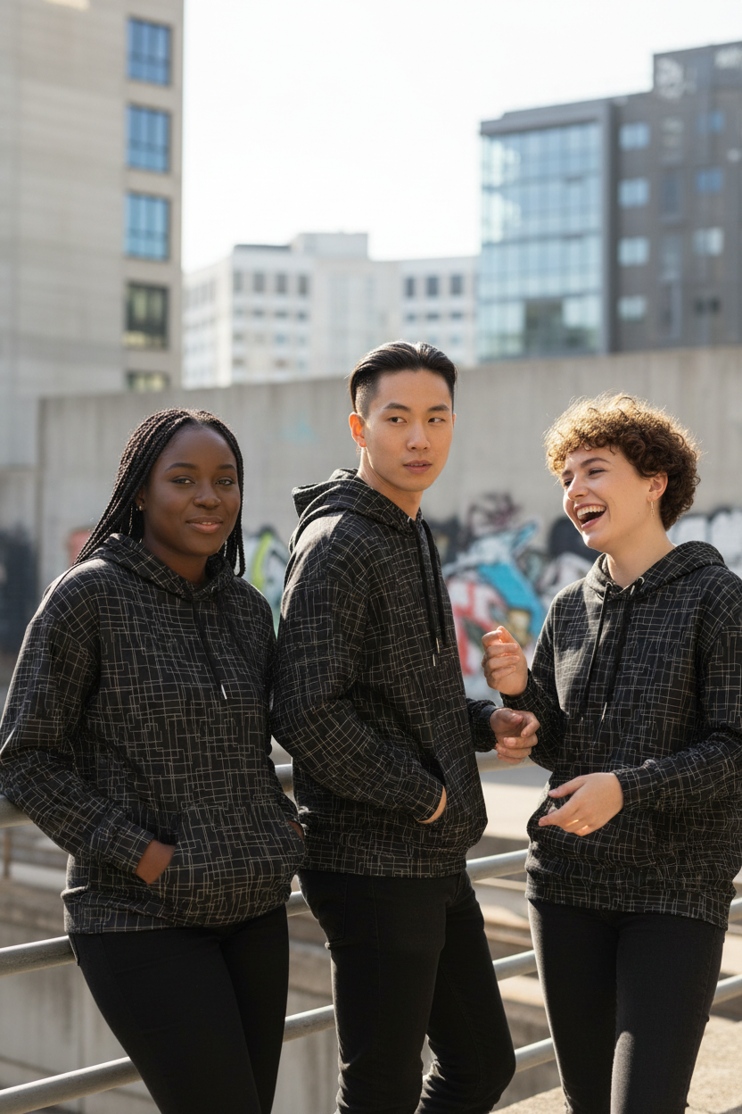 Architectural Silence Hoodie – Limited Drop – Minimalist Brutalist Geometric All-Over Print Unisex
