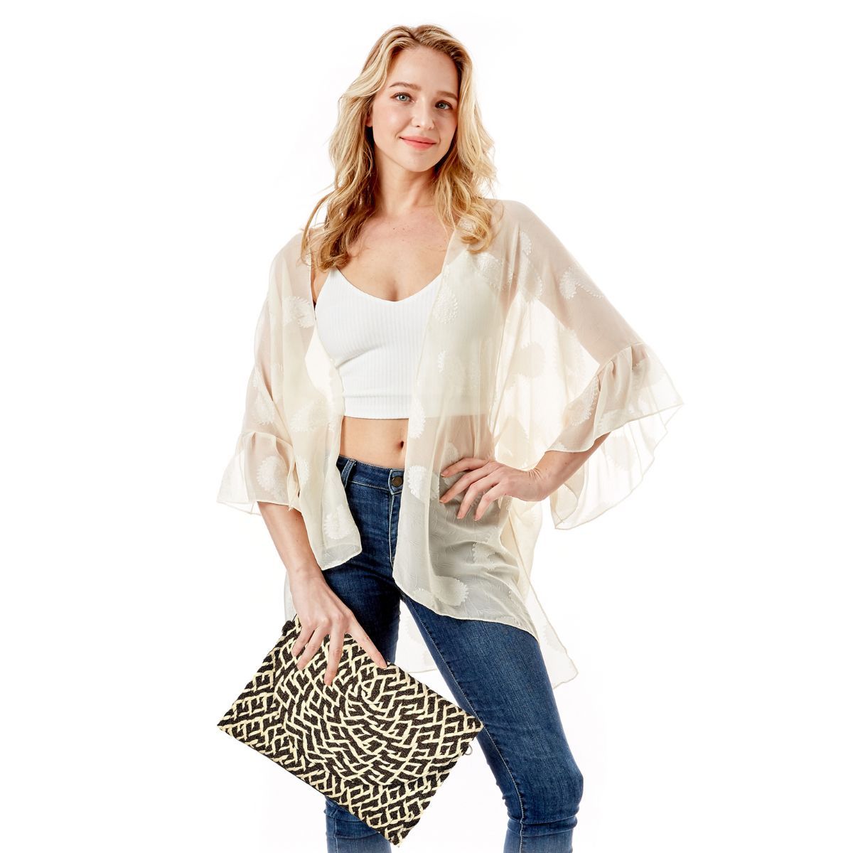 Fashion Handbag Brown Pattern Flap Clutch Stylish Chic Accessory
