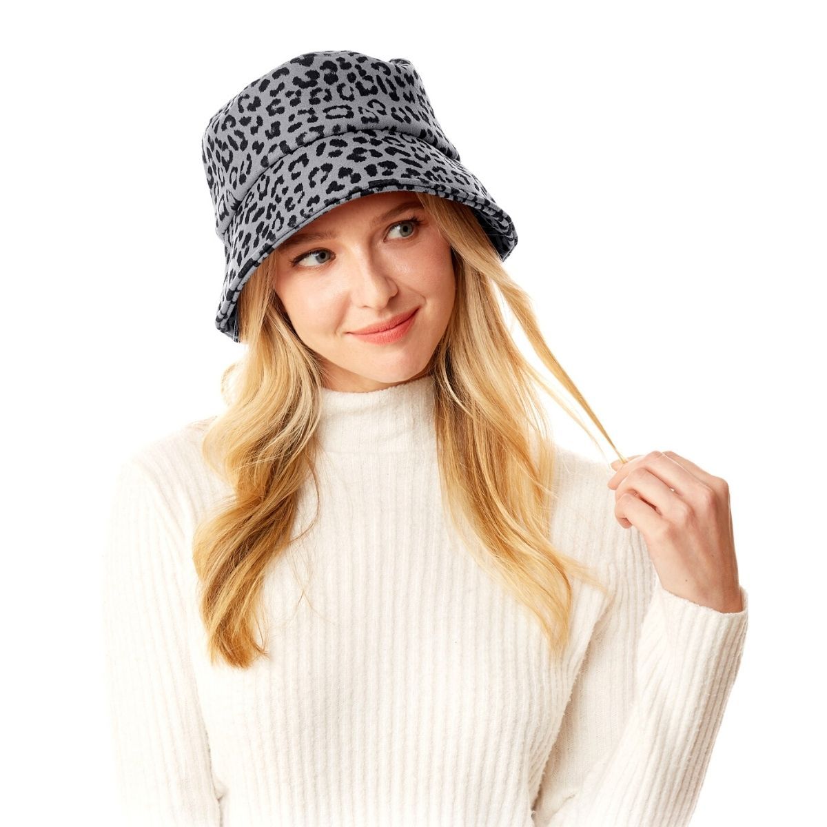 Bucket Hat Gray Leopard Print Trendy Casual Fashion Accessory