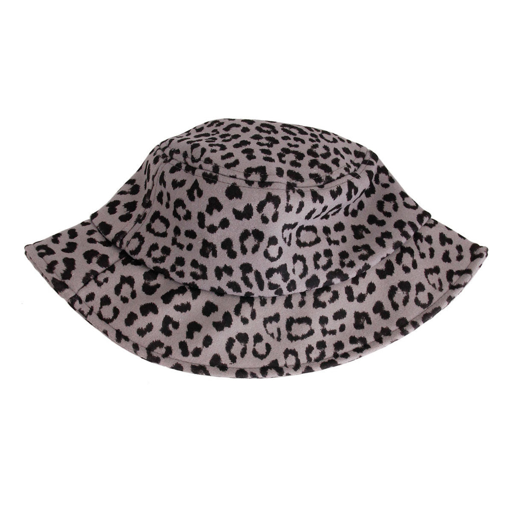 Bucket Hat Gray Leopard Print Trendy Casual Fashion Accessory
