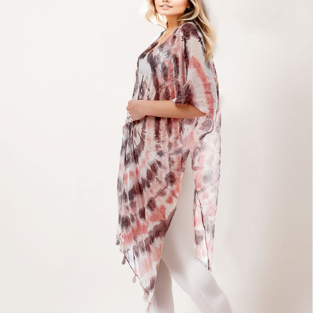 Beach Cover Up Tie Dye Black and Pink Casual Stylish Lounge