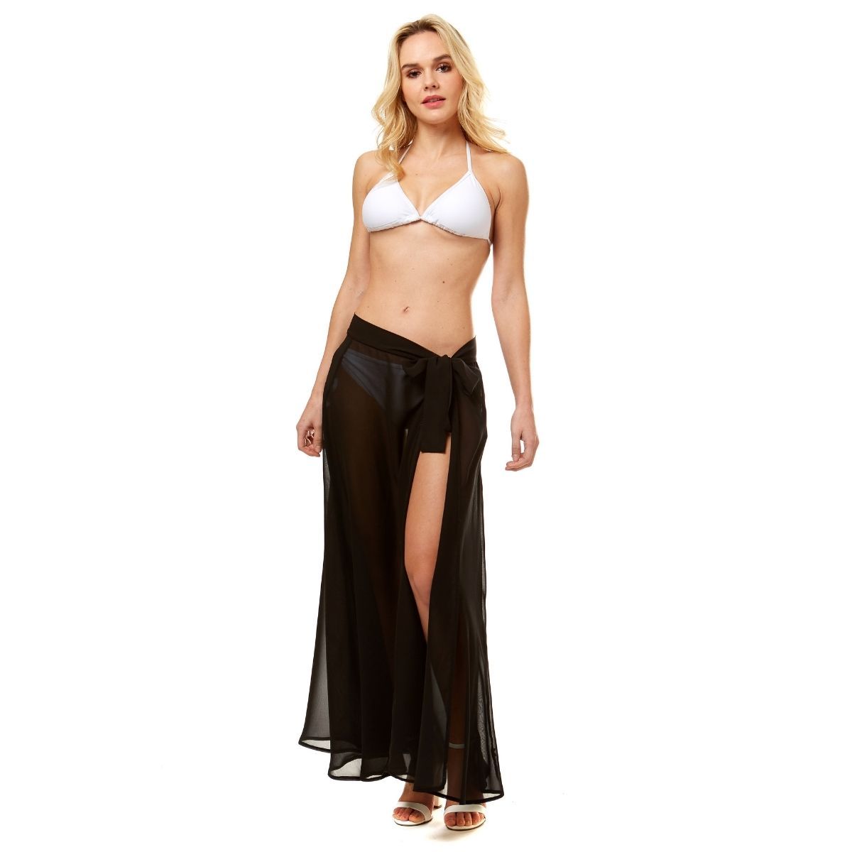 Women’s Sheer Black Beach Wrap Skirt – Stylish Casual Cover-Up