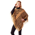 Poncho Beige Leopard Print Eyelash Stylish Fashion Accessory