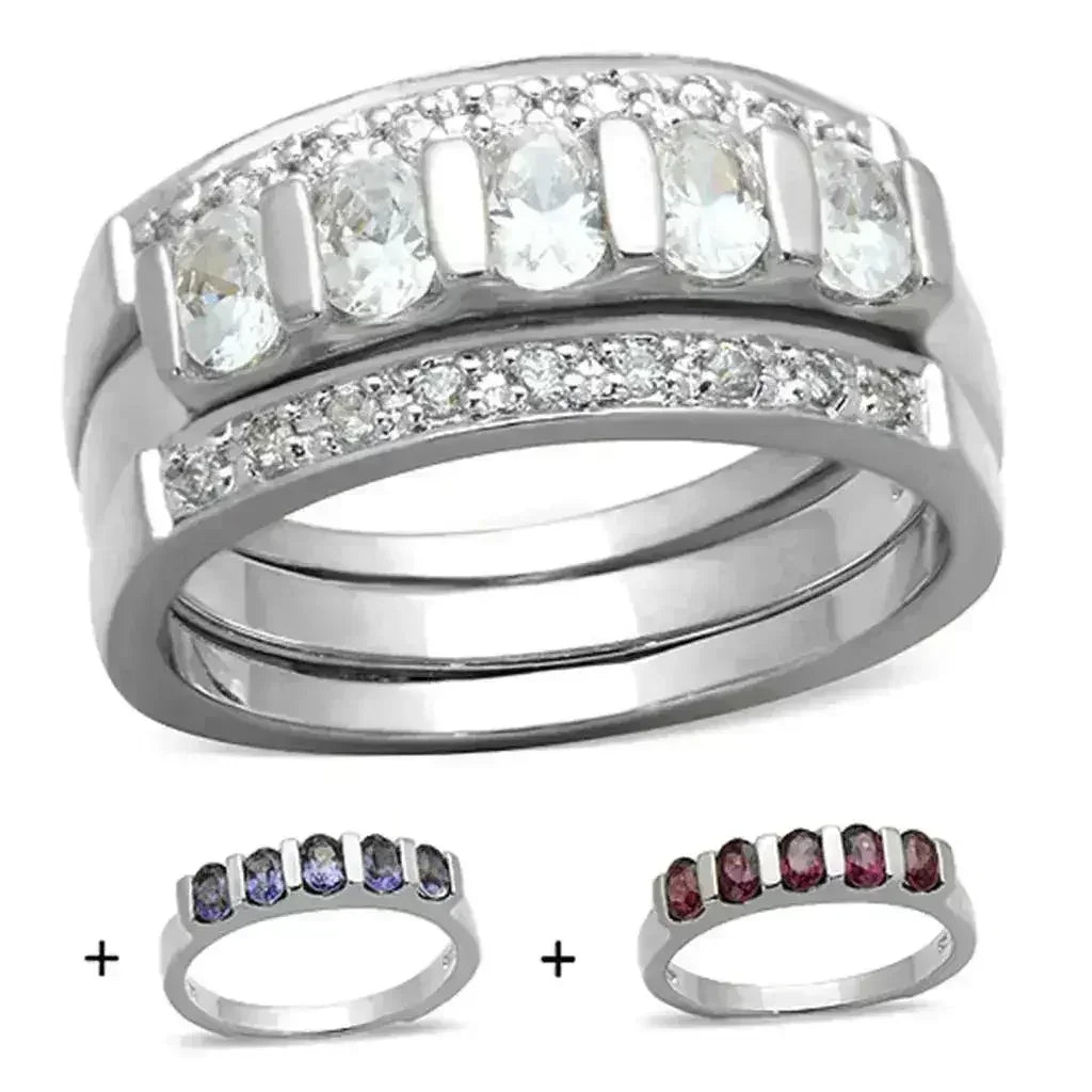 925 Sterling Silver Multi-Color CZ Ring – Dazzling Rainbow Brilliance