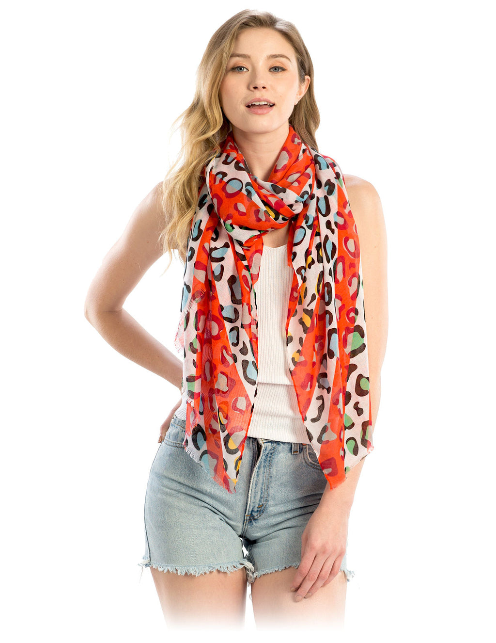Lightweight Red Leopard Scarf Stylish Fashion Accessory