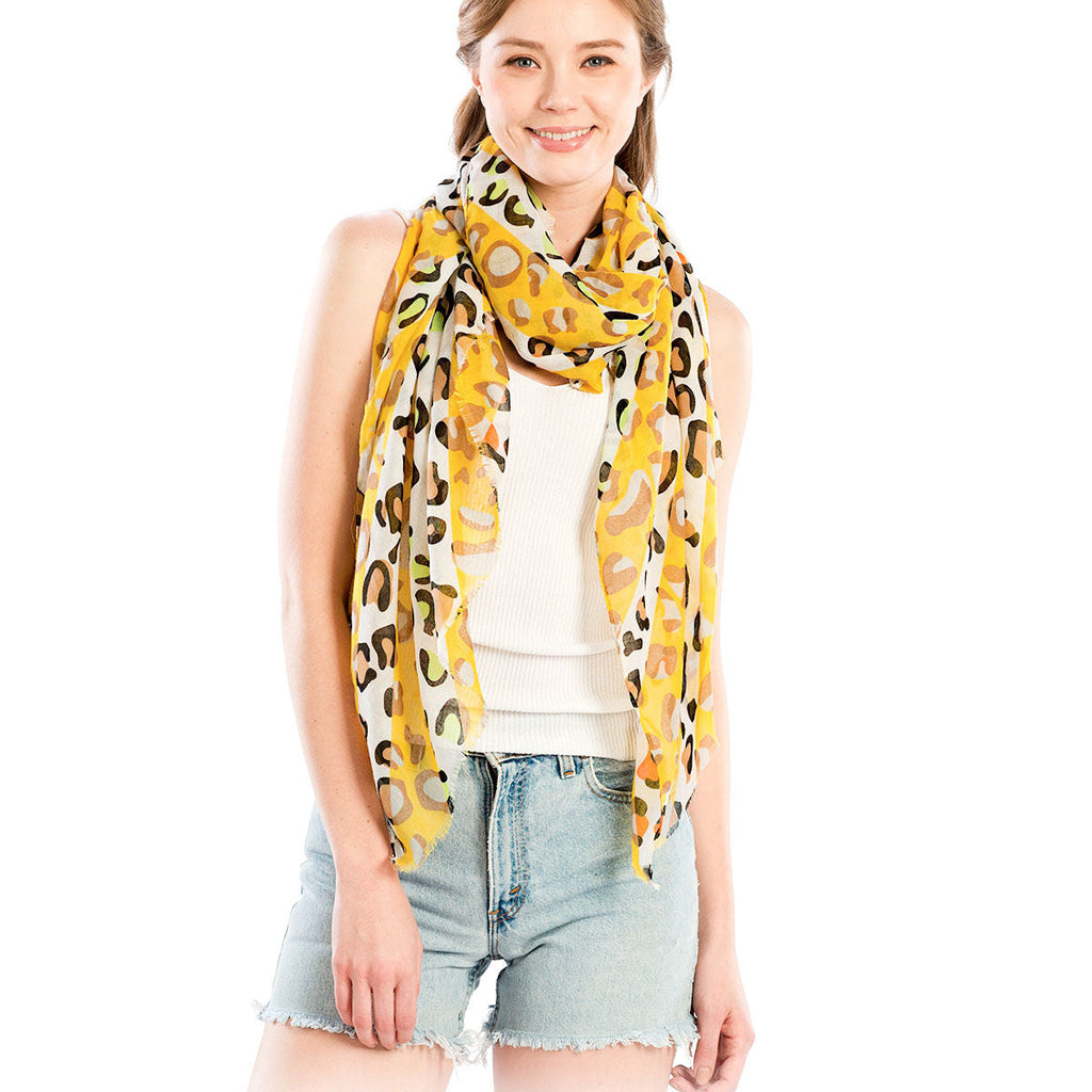 Lightweight Yellow Leopard Scarf – Trendy Fashion Accessory