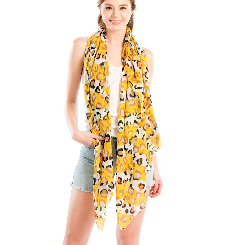 Lightweight Yellow Leopard Scarf – Trendy Fashion Accessory