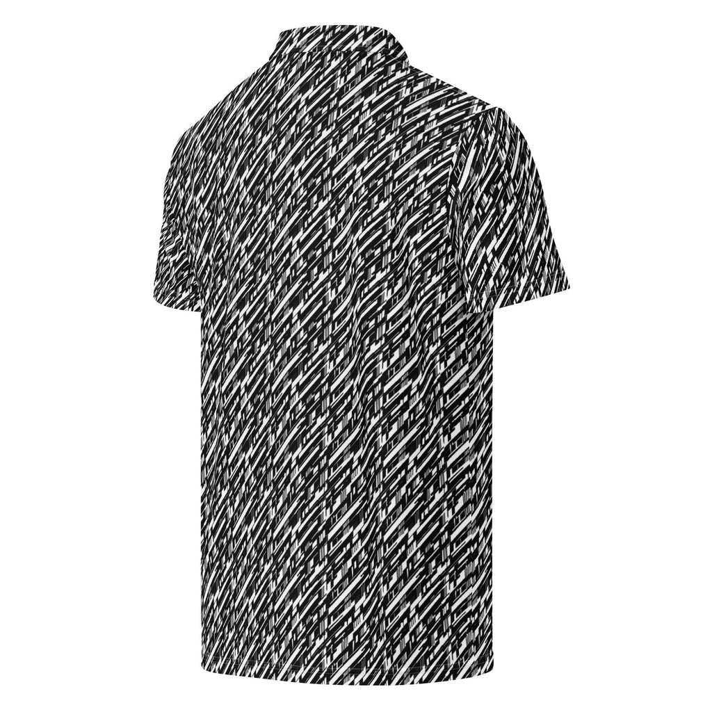 Glitch Stripe Polo – Limited Drop – Futuristic Black White All-Over Print Slim Fit