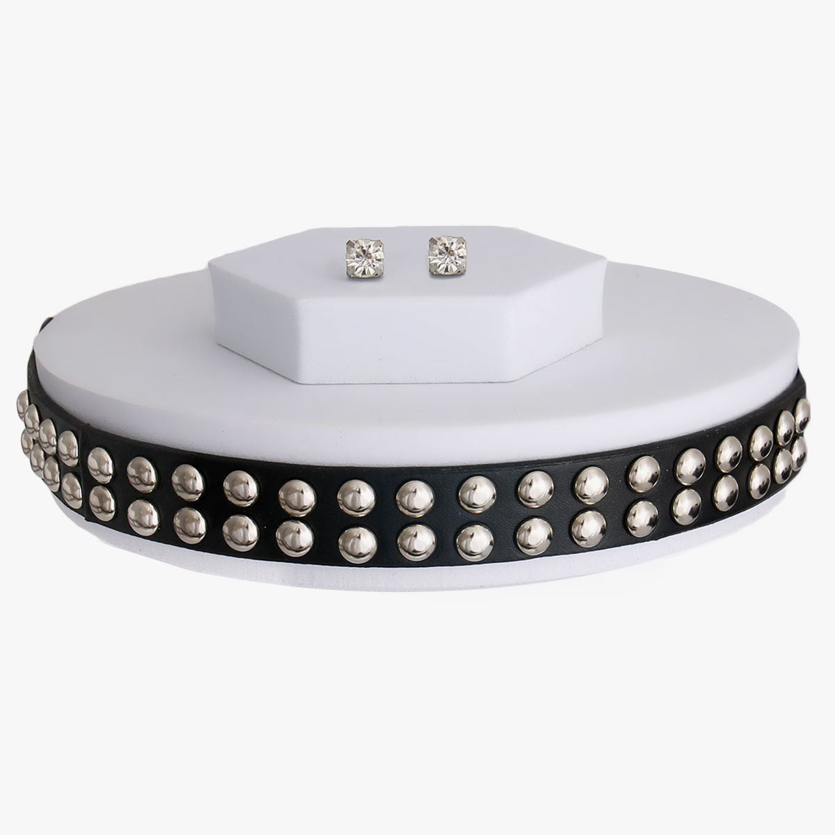 Studded Leather Choker Necklace Trendy Fashion Jewelry Accessory