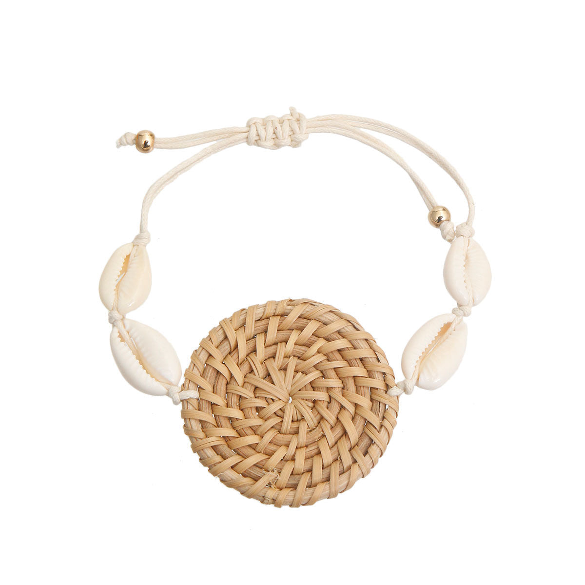 Woven Shell Bracelet Brown Stylish Casual Jewelry Accessory