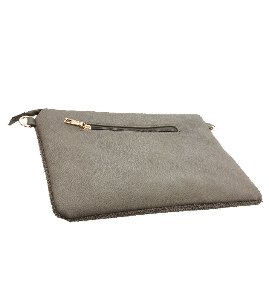 Fashion Handbag Gray Banana Clutch Stylish Chic Accessory