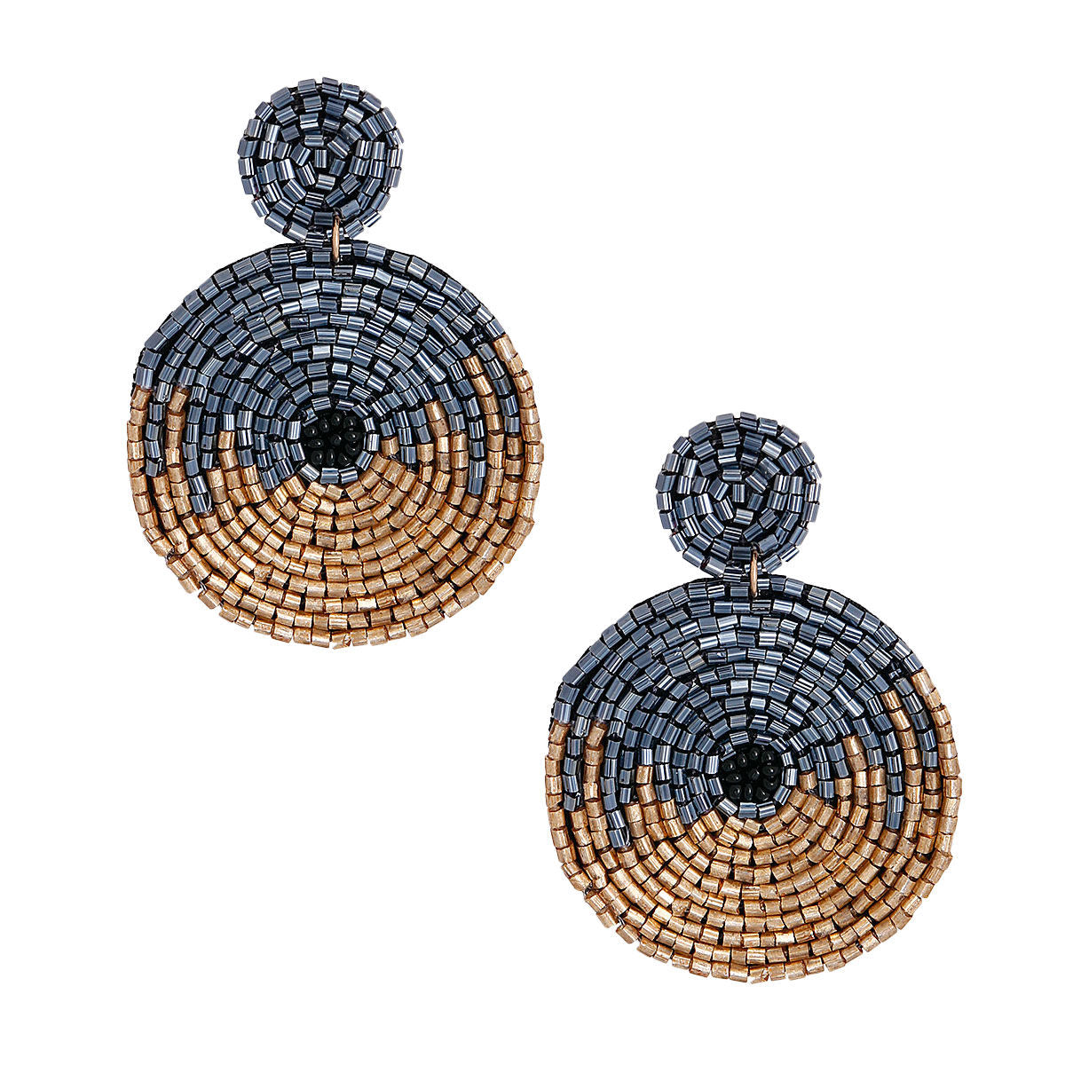 Beaded Hematite and Gold Earrings – Stylish Statement Jewelry