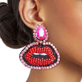 Statement Pink Teardrop Lips Earrings Trendy Fashion Jewelry
