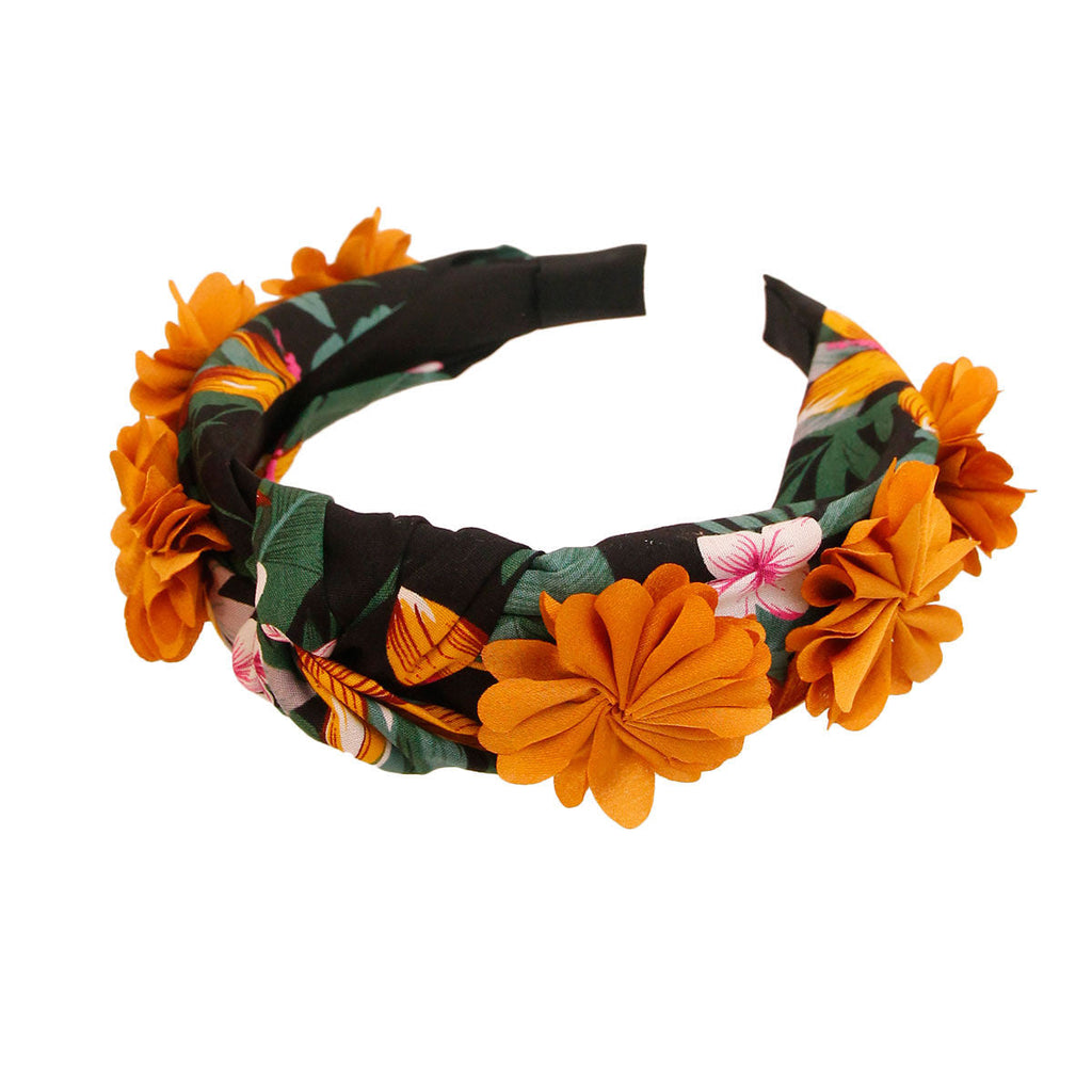 Fashion Headband Mustard Flower Fabric Stylish Accessory