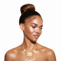 Pendant Set Brown Shell Raffia Stylish Statement Jewelry