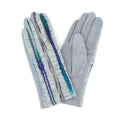 Touchscreen Gray Embroidered Stripe Gloves – Stylish Casual Accessories
