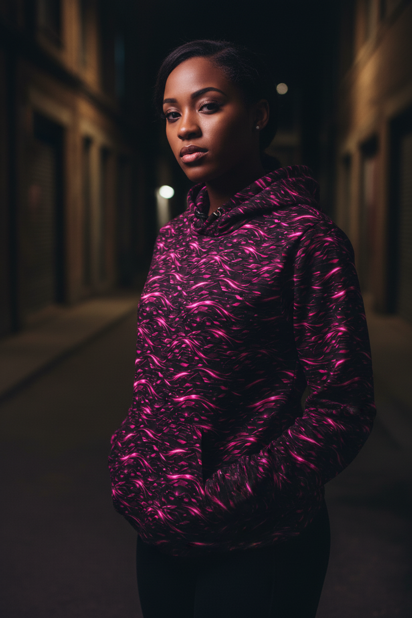 Neon Flux Pink Hoodie – Limited Drop – All-Over Print Neon Streetwear Hoodie