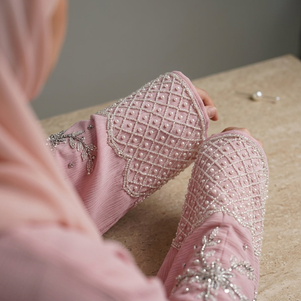 Handwork Blush Pearl abaya