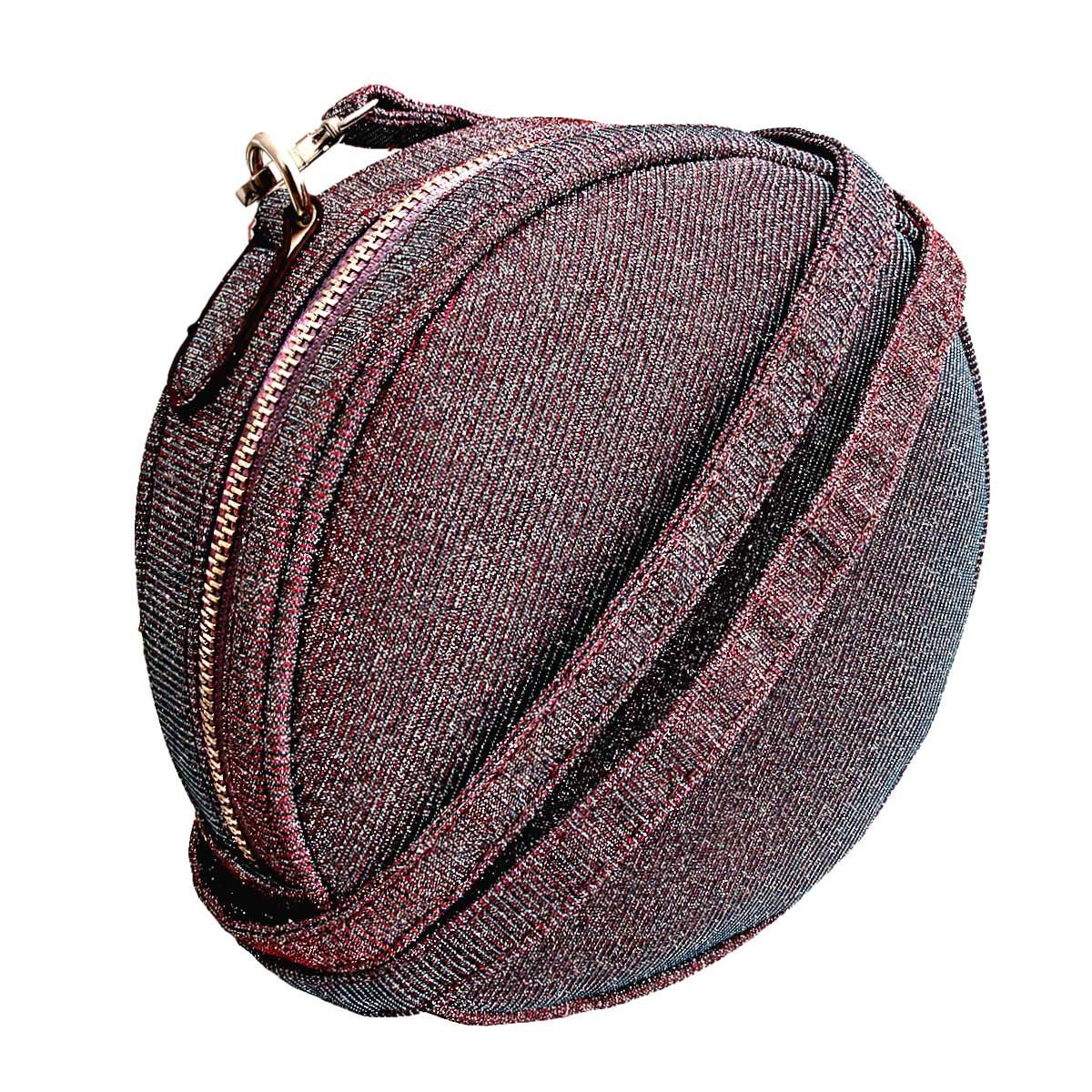 Fashion Crossbody Bag Purple Metallic Glitter Circle Stylish Chic Accessory