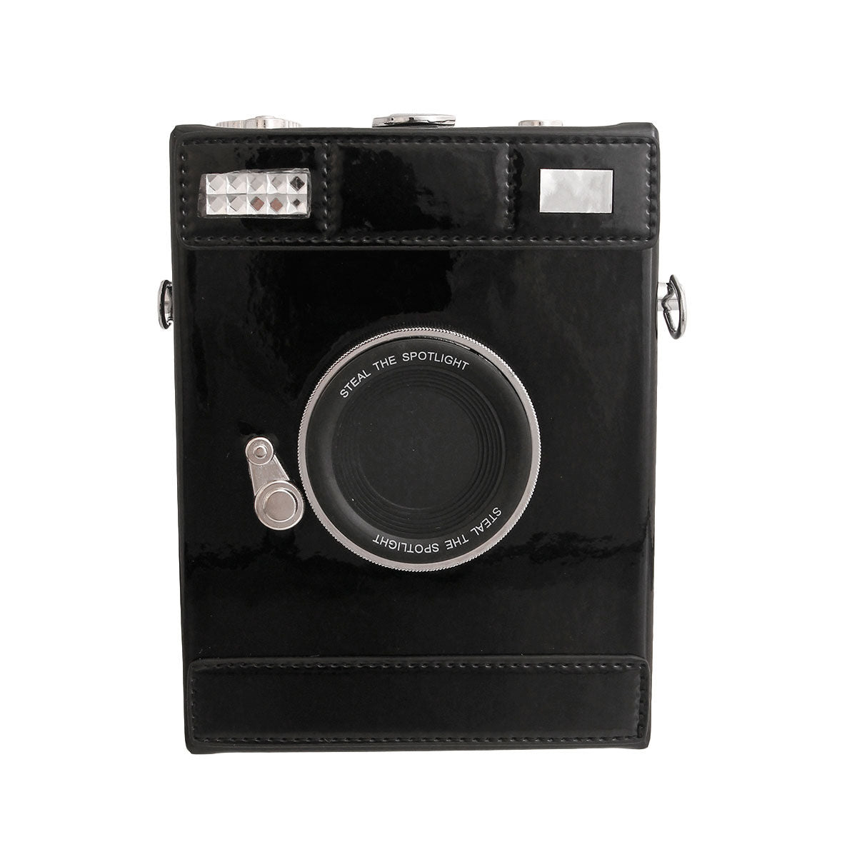 Fashion Handbag Shiny Black Stylish Camera Bag Chic Accessory