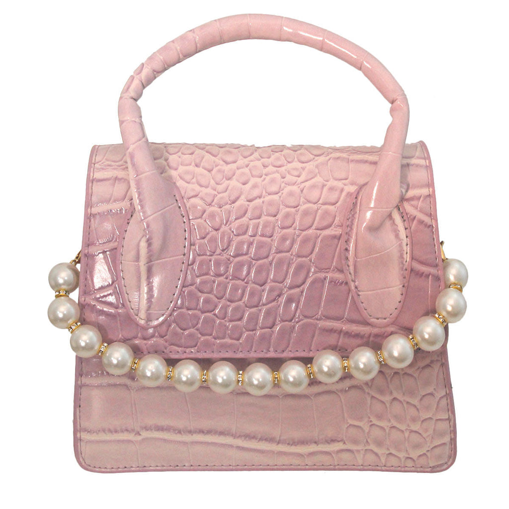 Fashion Handbag Purple Croc Flap Satchel Stylish Chic