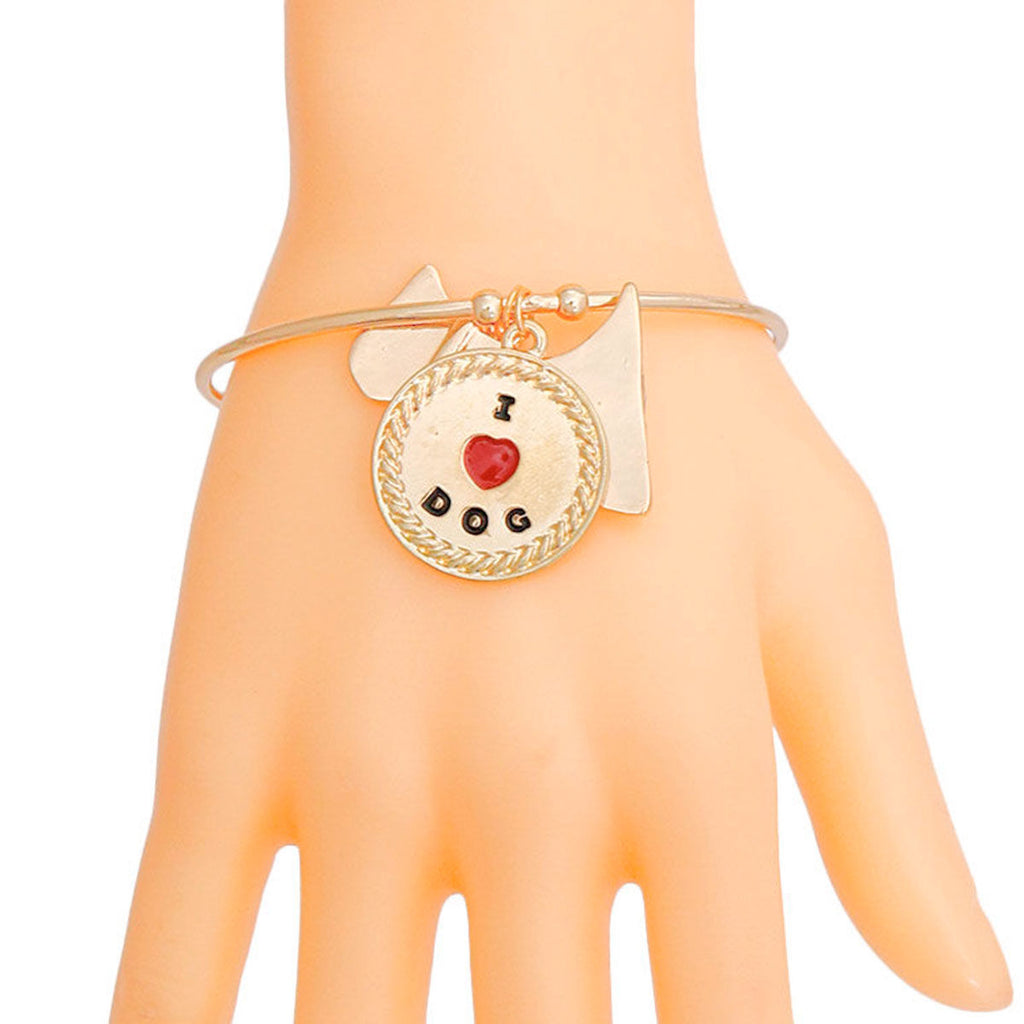 Dog Charm Bangle Bracelet Stylish Gold Pawsitively Charming Jewelry Accessory