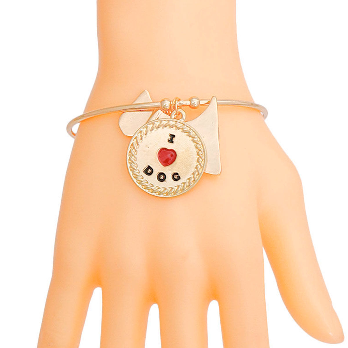 Dog Charm Bangle Bracelet Stylish Gold Pawsitively Charming Jewelry Accessory