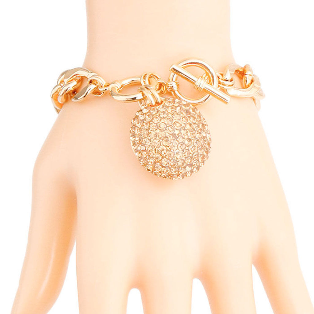 Bracelet Toggle Ball with Topaz Pave Stylish Jewelry Accessory