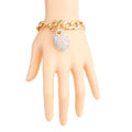 Charm Bracelet Gold Oval Pave Stylish Elegant Jewelry Accessory