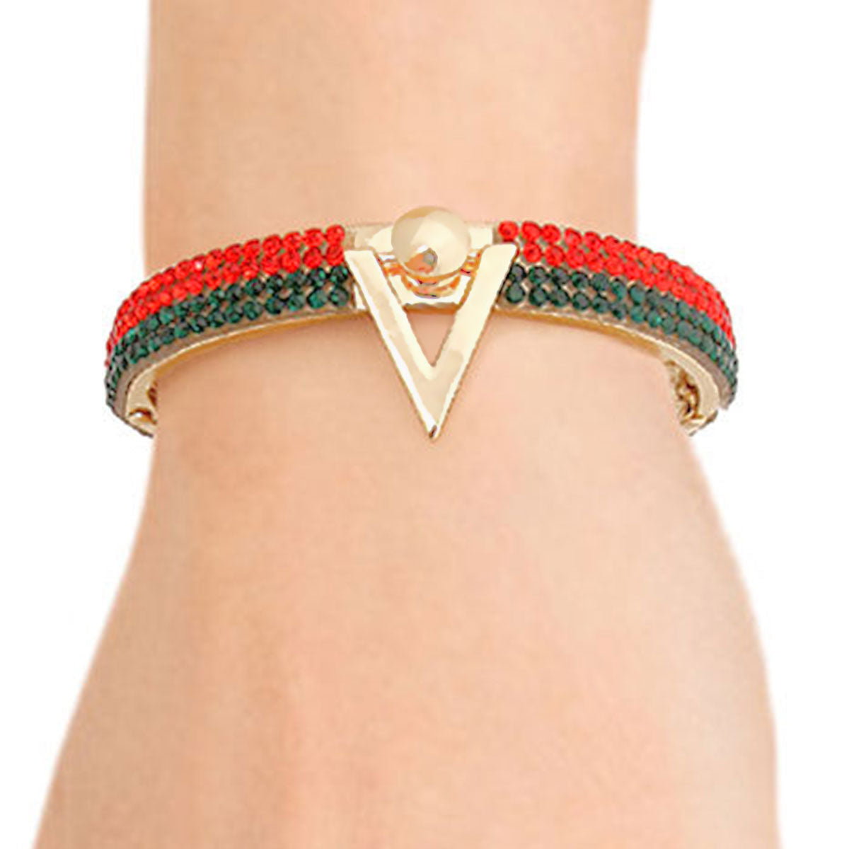 Gold Bracelet V for Victory Stylish Statement Jewelry Accessory