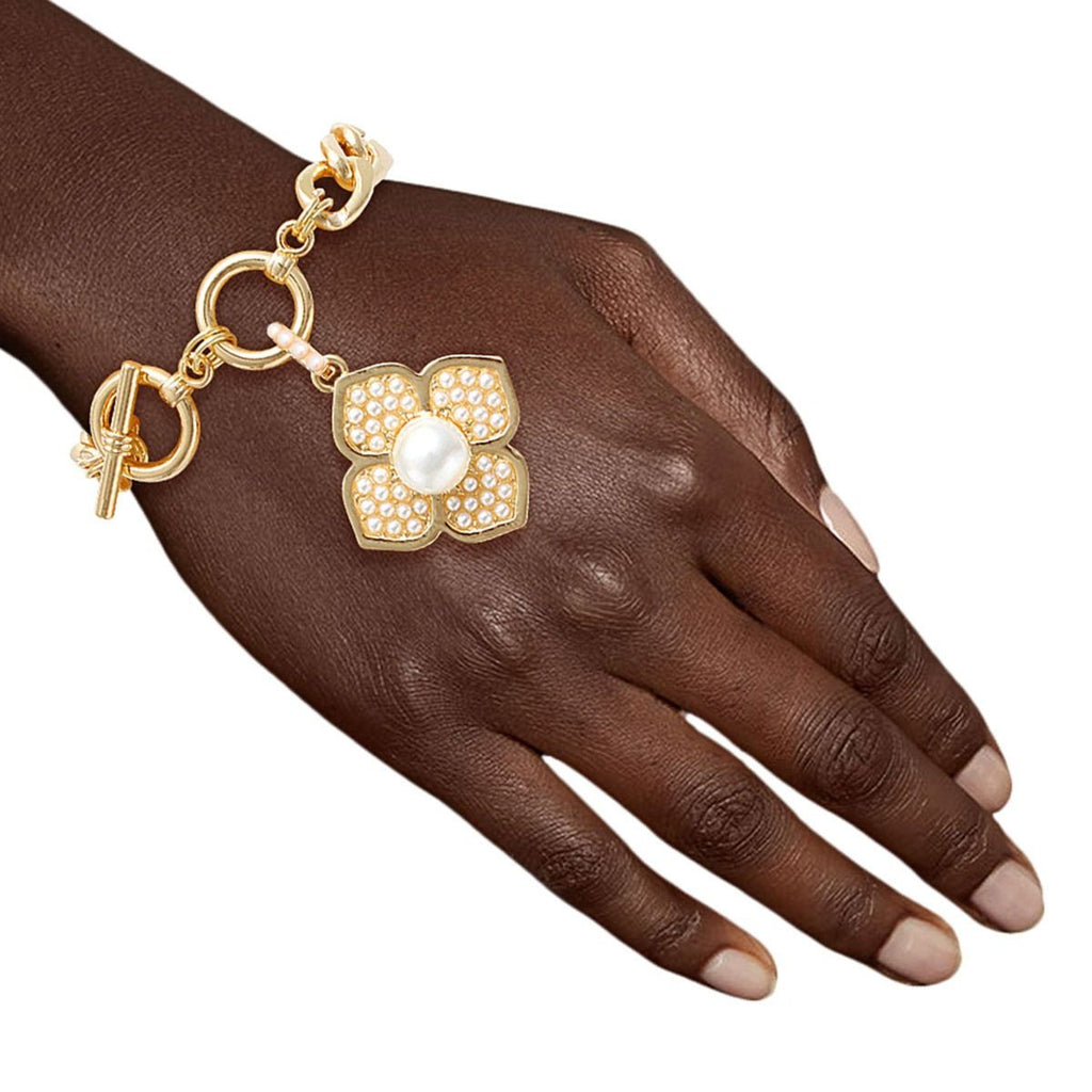 Flower Bracelet Pearl Bloom Stylish Statement Jewelry Accessory