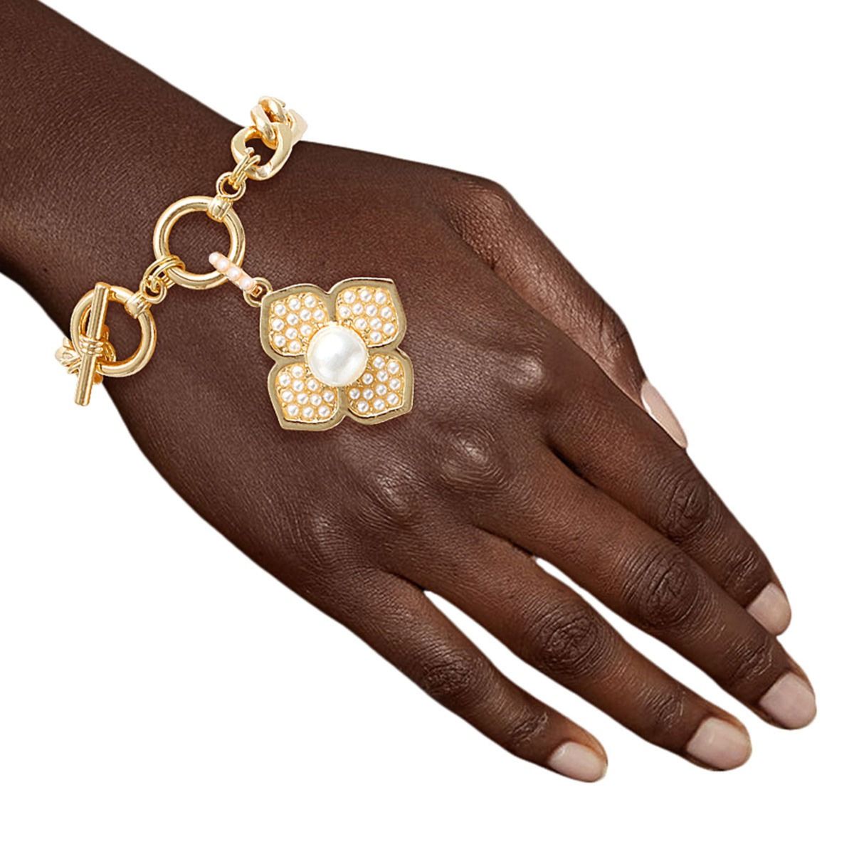 Flower Bracelet Pearl Bloom Stylish Statement Jewelry Accessory
