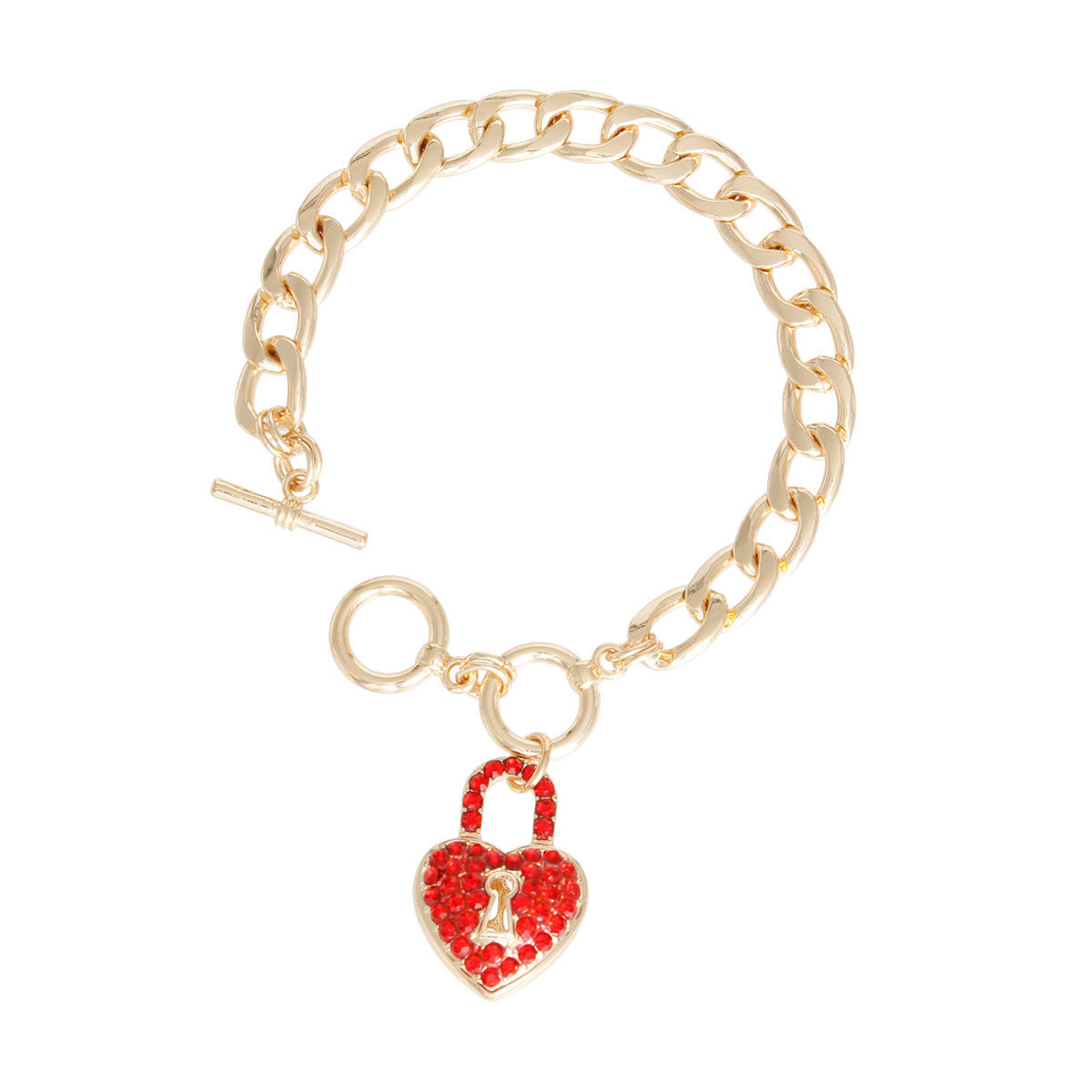 Statement Red Locked Heart Bracelet Stylish Fashion Jewelry Accessory