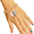 Statement Rhinestone Heart Toggle Bracelet Stylish Fashion Jewelry Accessory