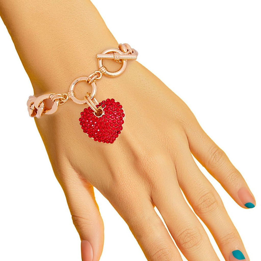 Heart Toggle Bracelet Red Rose Gold Stylish Fashion Jewelry