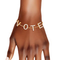 Women’s Rhinestone Gold Chain Bracelet VOTE Stylish Statement Jewelry