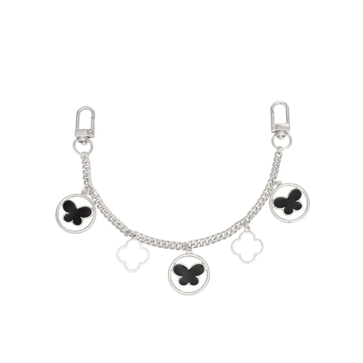 Bag Chain with Silver and Black Butterfly Detail for Women – Trendy Fashion Accessory