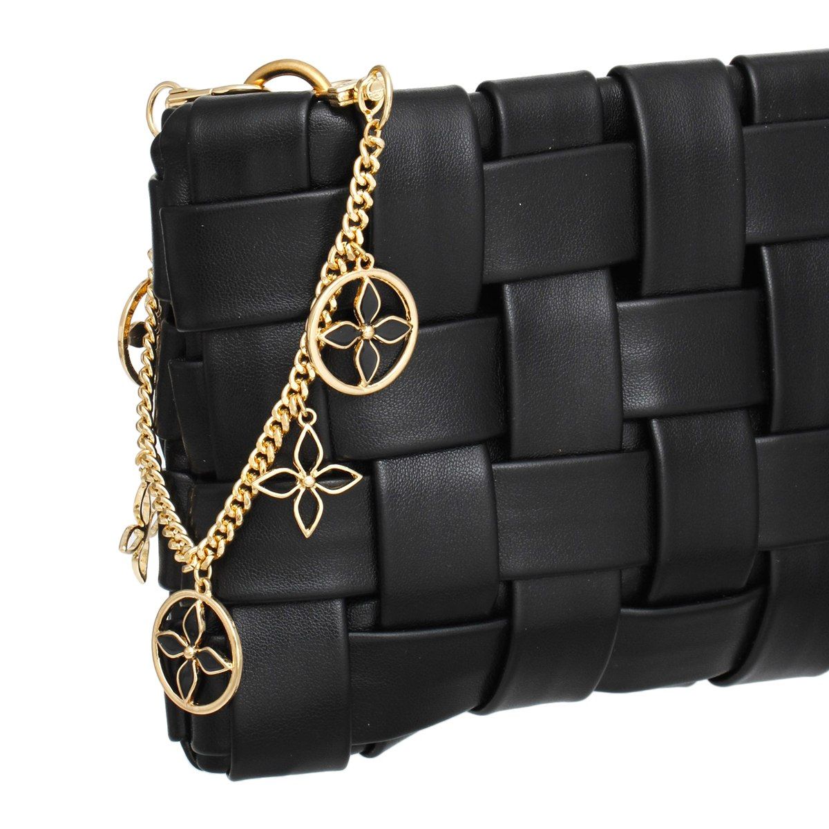 Women’s Bag Chain with Gold and Black Mono Flower Detail – Trendy Fashion Accessory