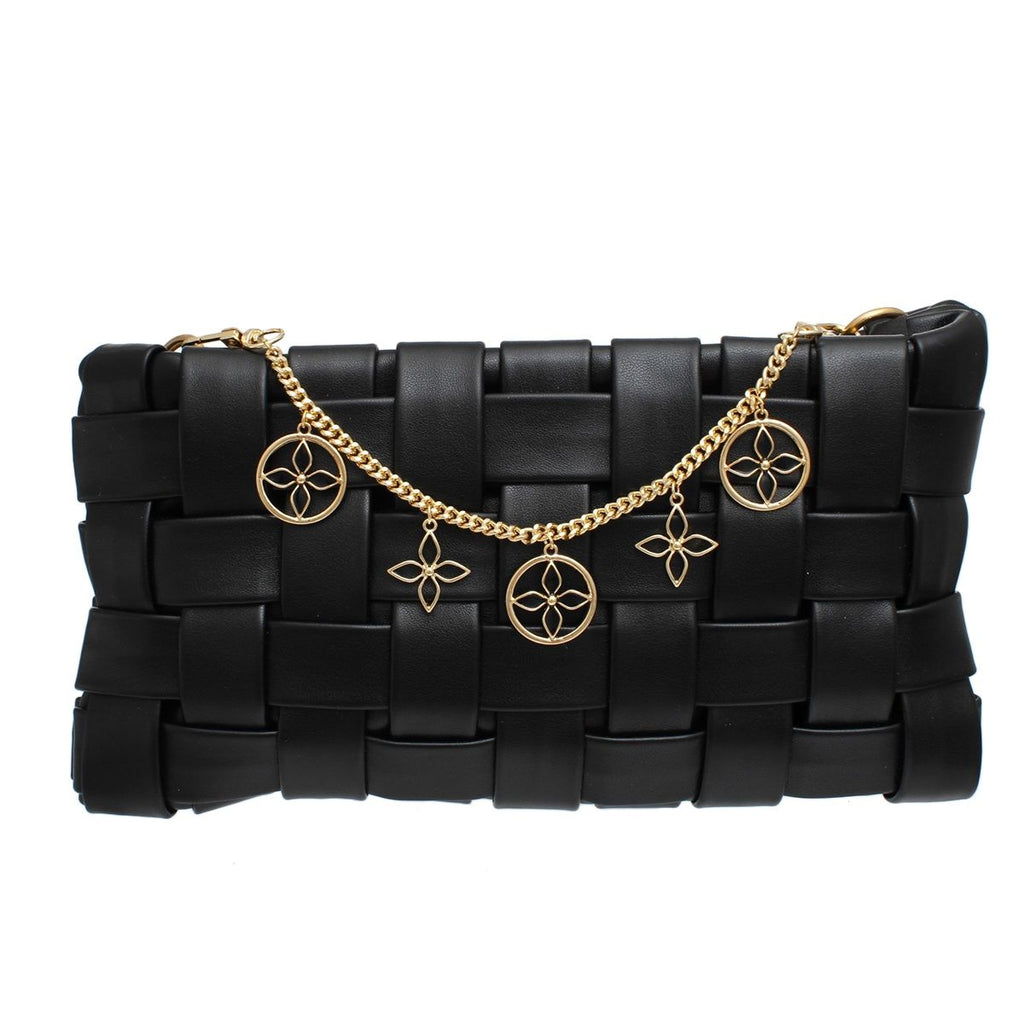 Women’s Bag Chain with Gold and Black Mono Flower Detail – Trendy Fashion Accessory