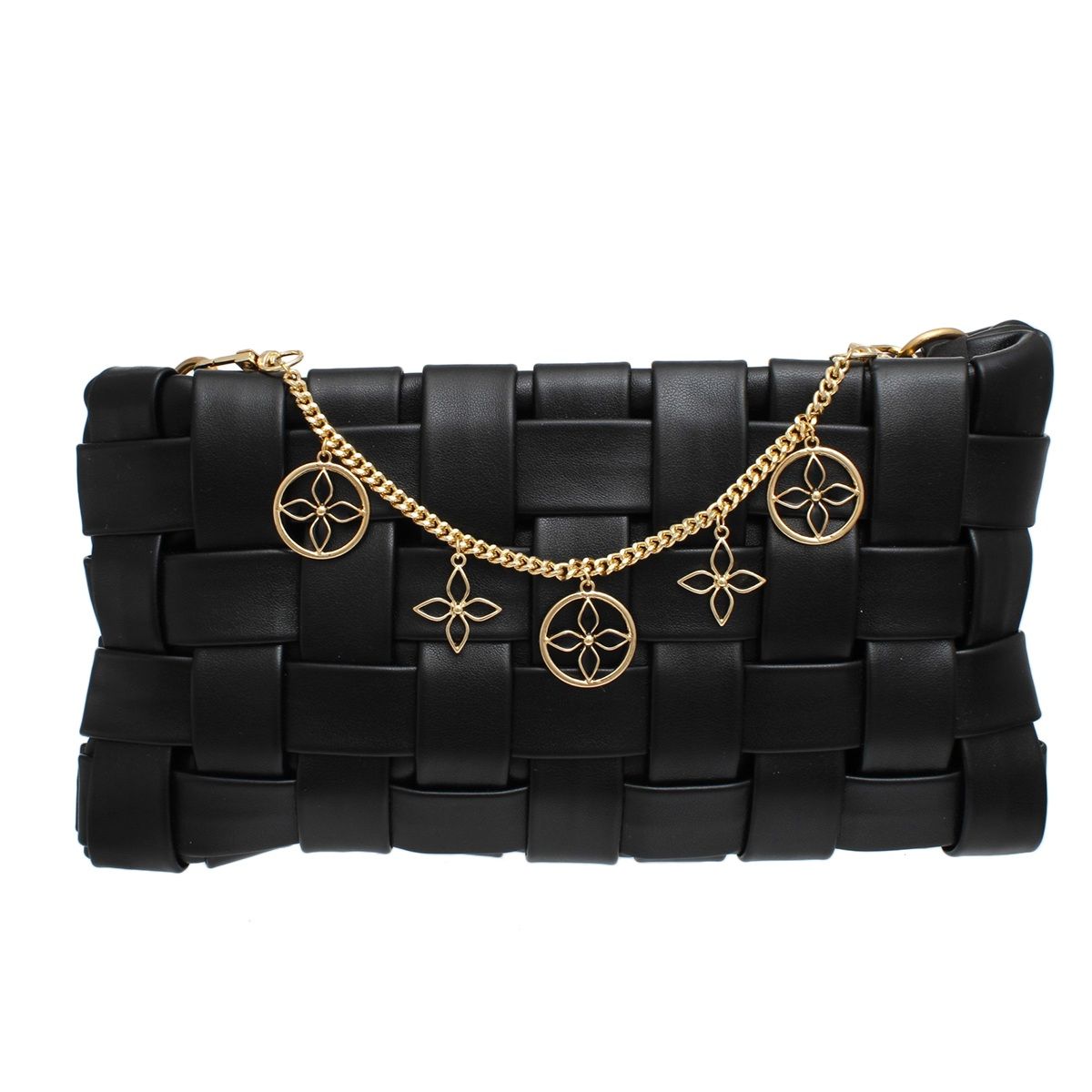 Women’s Bag Chain with Gold and Black Mono Flower Detail – Trendy Fashion Accessory