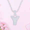 Silver Rhinestone Y Necklace Stylish Statement Jewelry Accessory