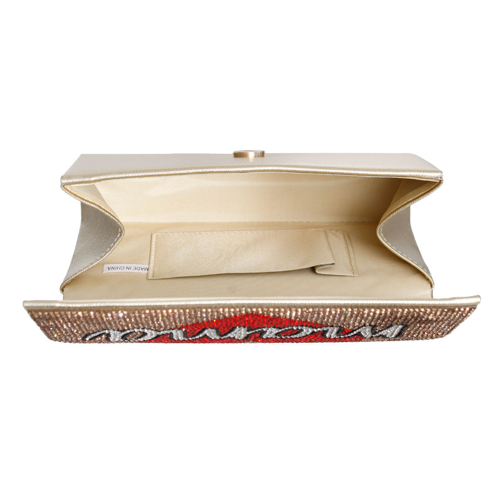 Fashion Handbag Gold Mama Flap Clutch Stylish Chic Accessory