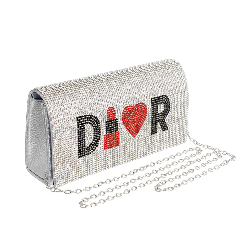 Fashion Handbag Silver Flap Clutch Designer Lipstick Stylish Chic