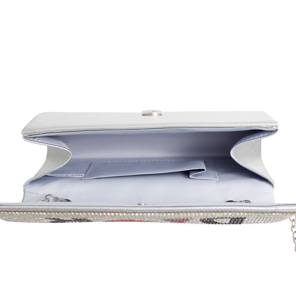 Fashion Handbag Silver Flap Clutch Designer Lipstick Stylish Chic