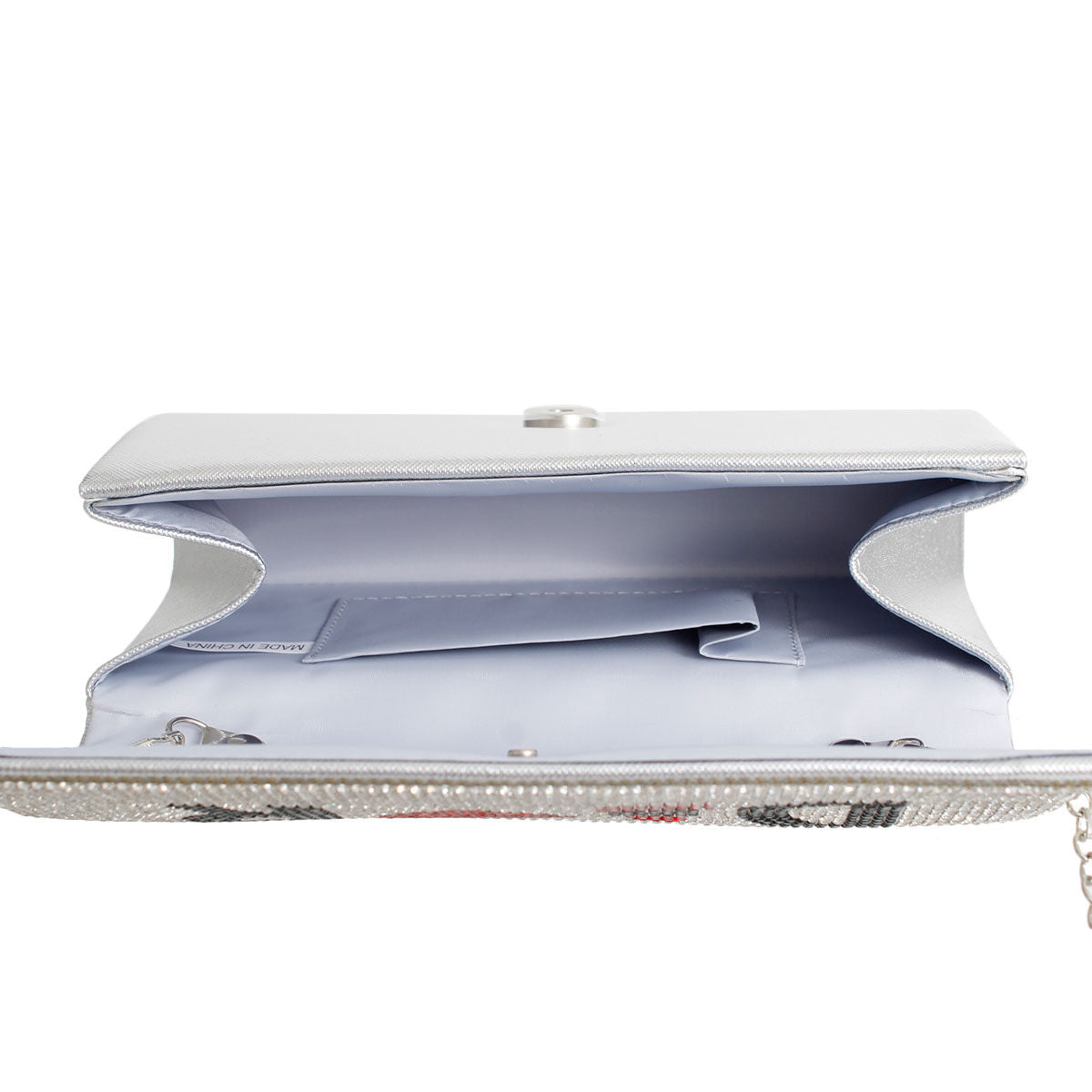 Fashion Handbag Silver Flap Clutch Designer Lipstick Stylish Chic