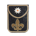 Beaded Phone Crossbody with Black Fleur de Lis – Stylish Statement Accessory