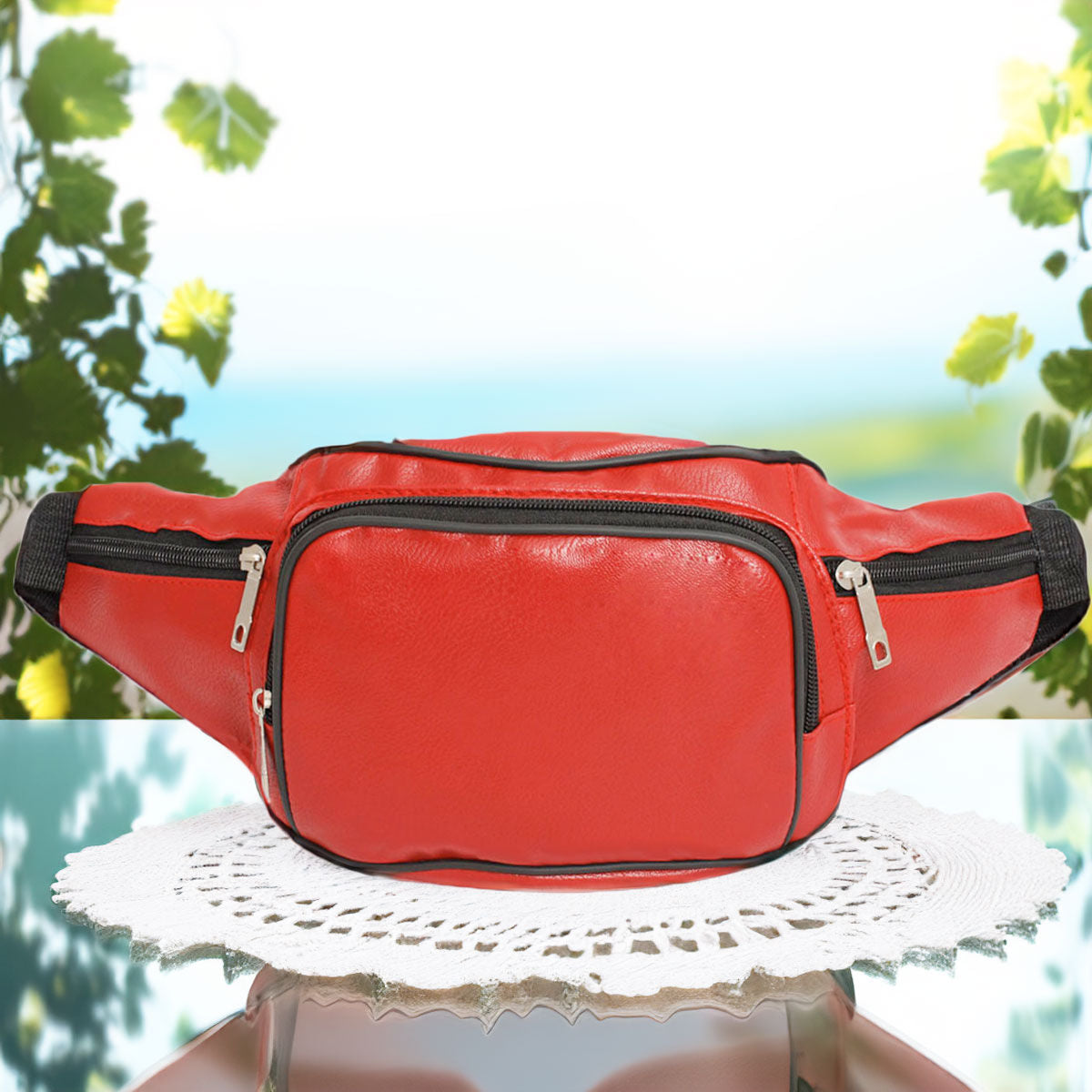 Women’s Fanny Pack 80’s Red 5-Pocket Waist Bag Stylish Casual Accessory